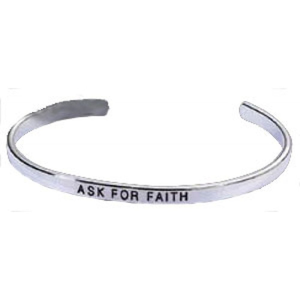 Silver Faith Cuff Bracelet Packaged